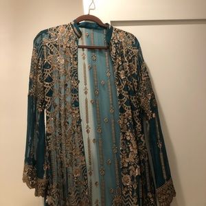 Ramsha Designer Pakistani Suit Medium Green Gold